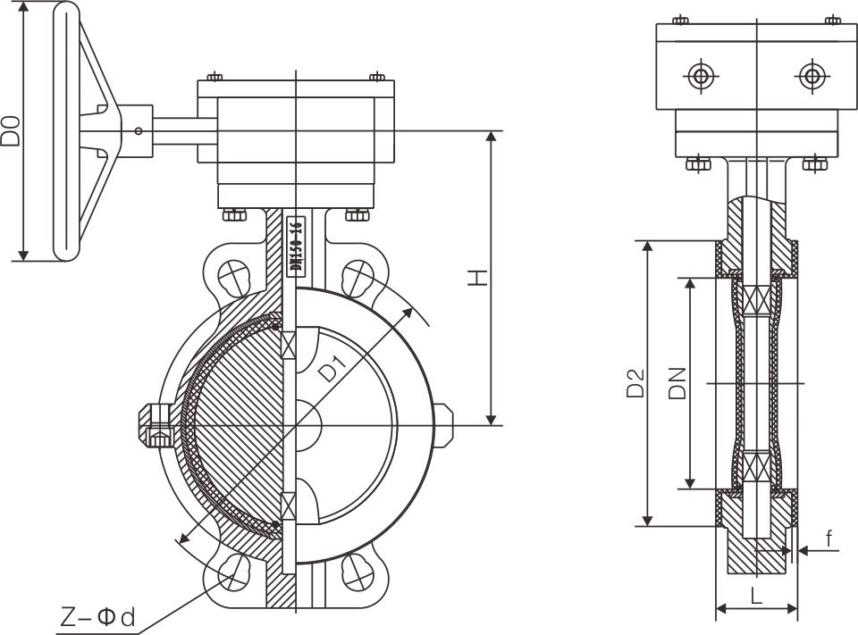 襯氟對夾式蝶閥D371F46(圖1)